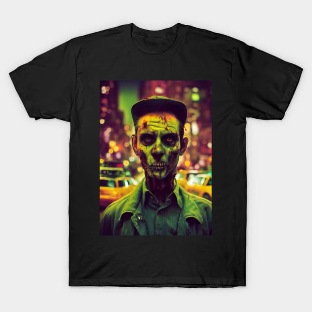 Zombie Taxi Driver Portrait T-Shirt by Nysa Design